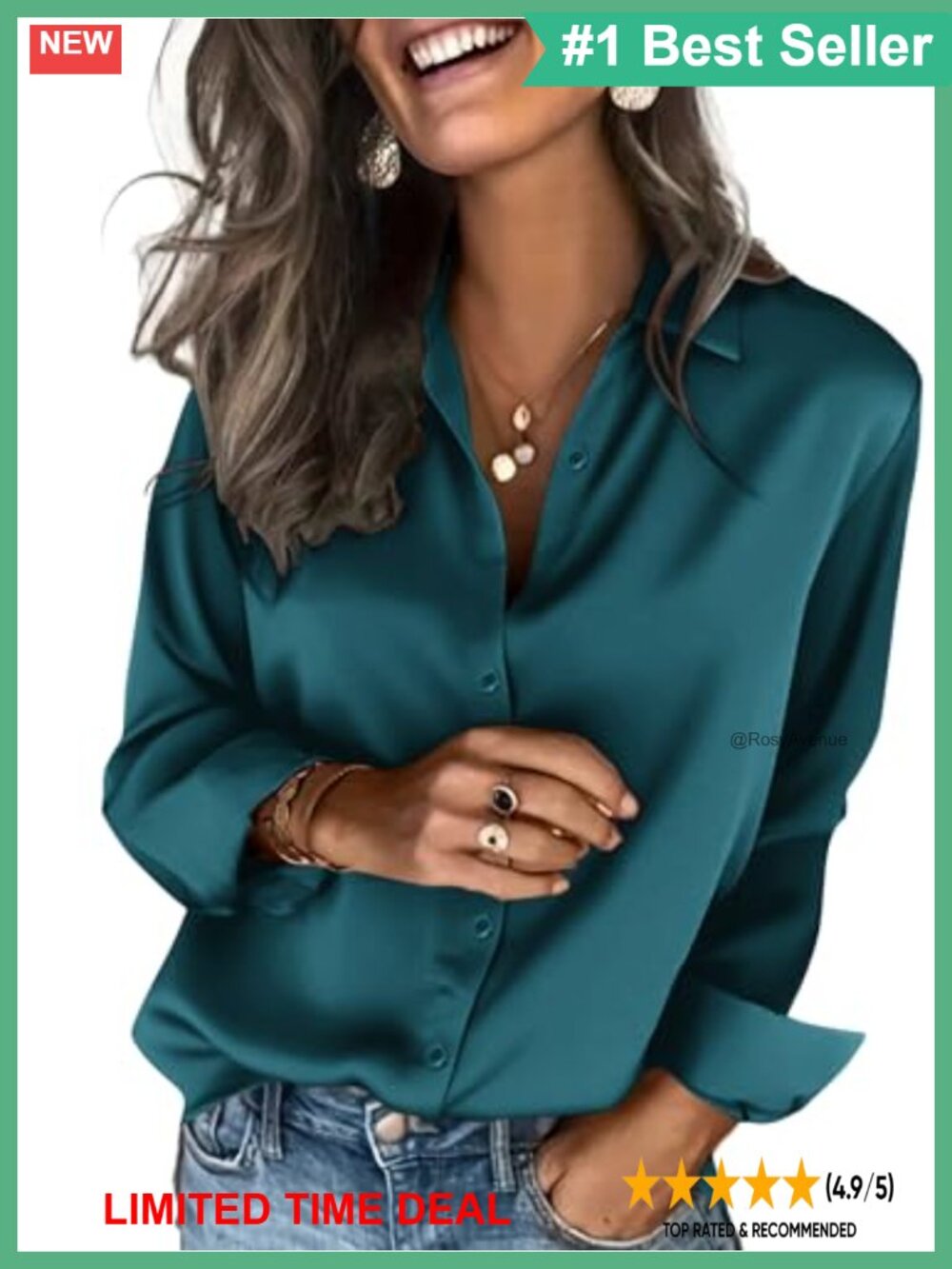 Zeagoo Satin Button Down Blouse Long Sleeve Women's Top
